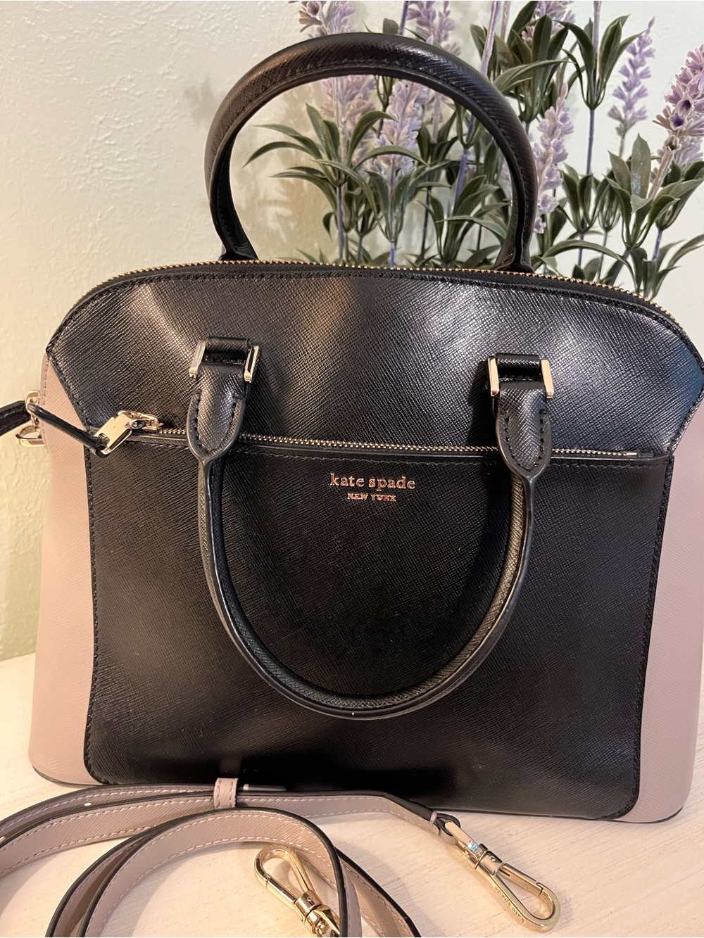 Kate Spade Louise Medium Done Satchel Black/Grey Colorblock EUC - Picture 2 of 11